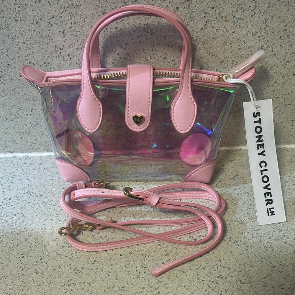 Stoney Clover Lane Pink Iridescent Transparent Bag